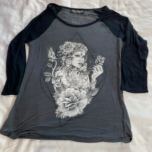Metal Mulisha Women’s Graphic Raglan 3/4 Sleeve T-Shirt Size Medium